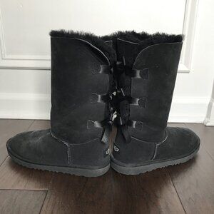 Ugg Girls Bailey Bow Tall II Boots (Black)